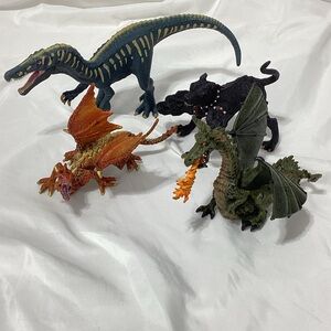 4 Mythical Creature Figurines Toy Dragons Cerberus 3 Headed Dog Papo Schleich